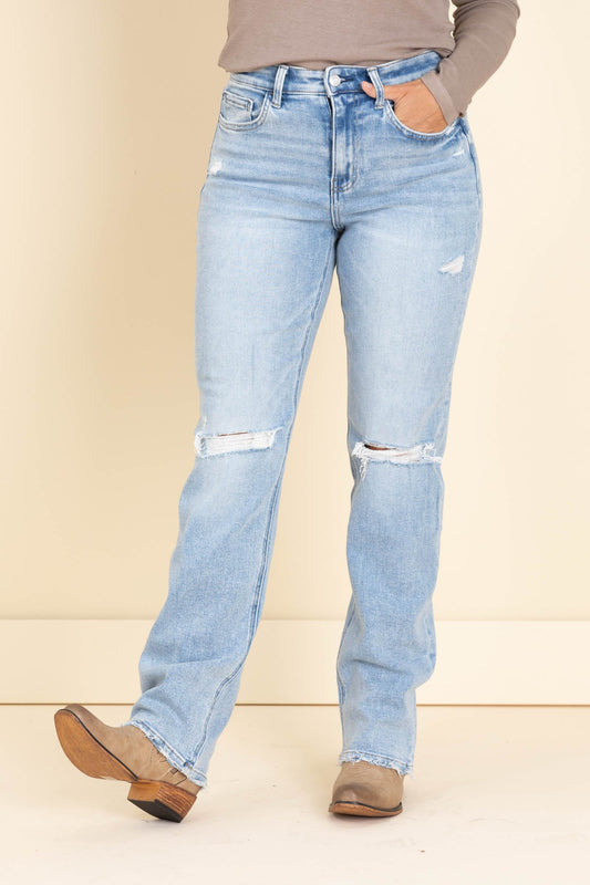 Lovervet High Rise Distressed Straight Jeans