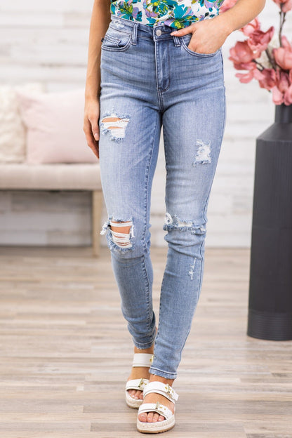 Judy Blue Long Inseam Distressed Jeans