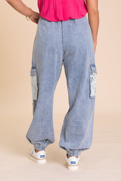 Denim Jeans With Crochet Detail