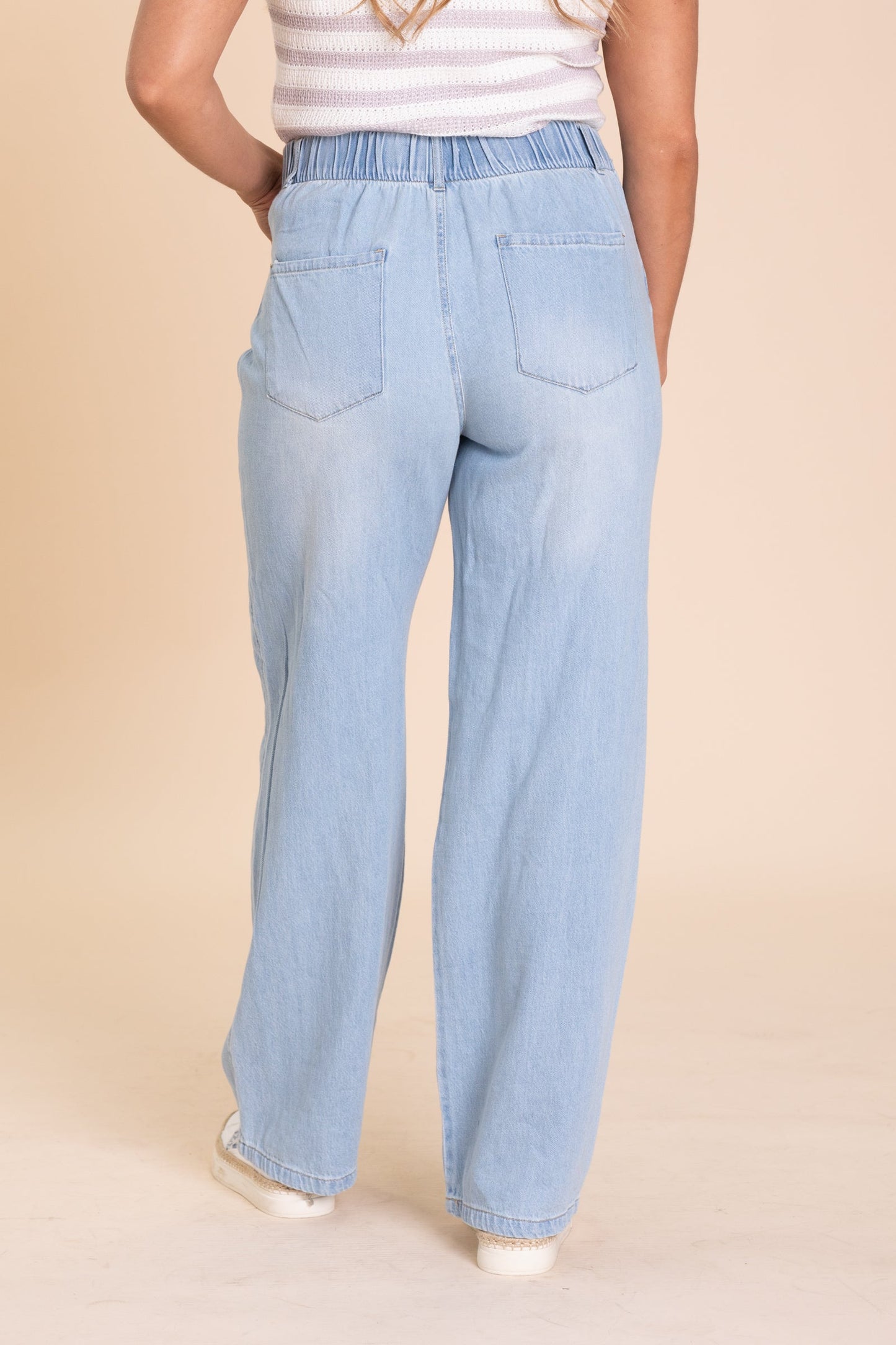 Risen Medium Wash Ankle Wide Baggy Jeans