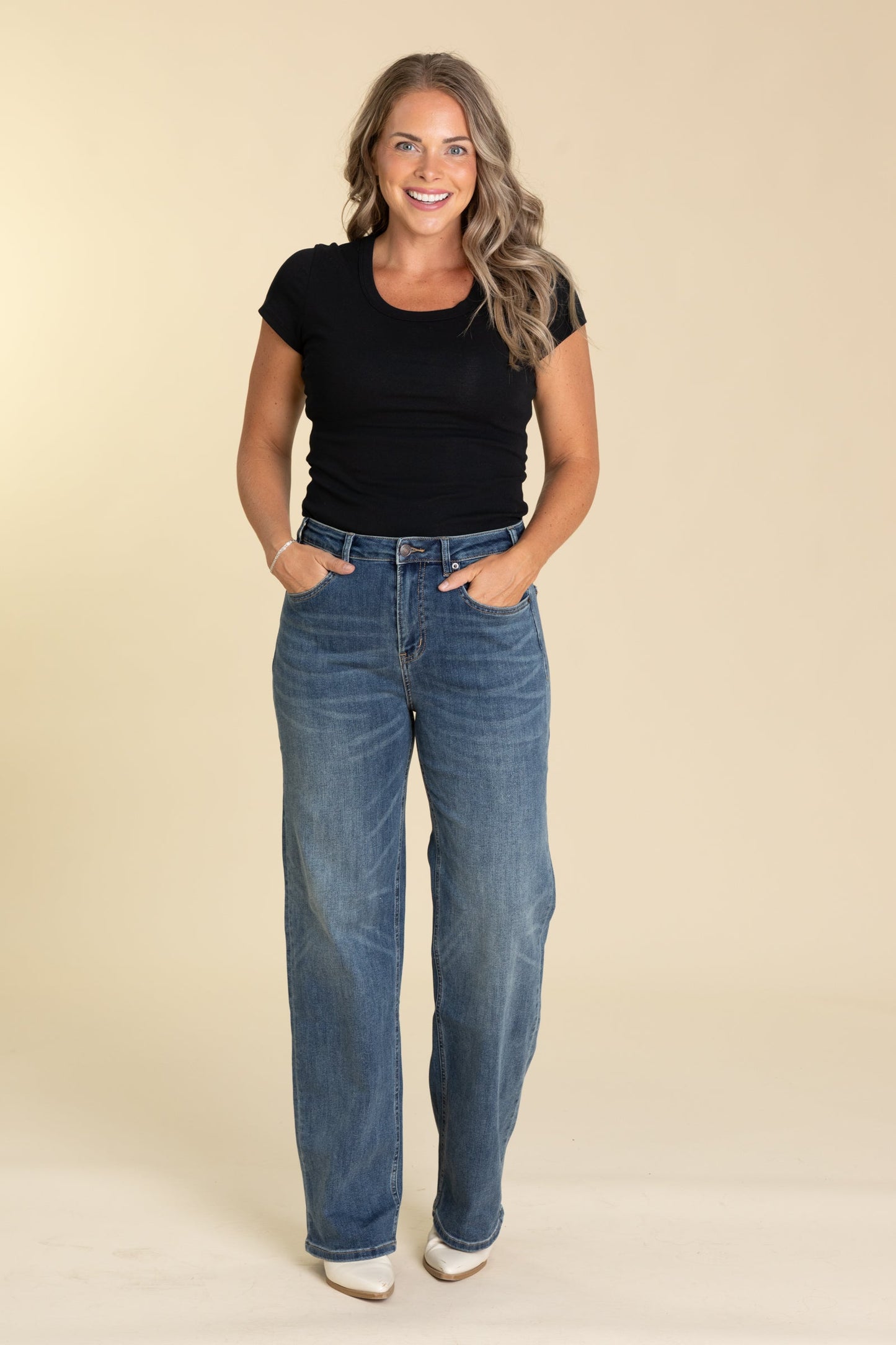 Mica Dark Wash Super High Straight Leg Jeans