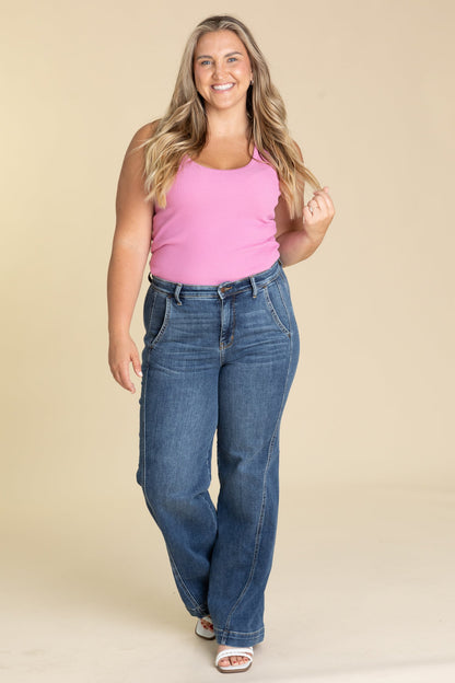 Judy Blue High Waist Trouser Wide Leg Jeans