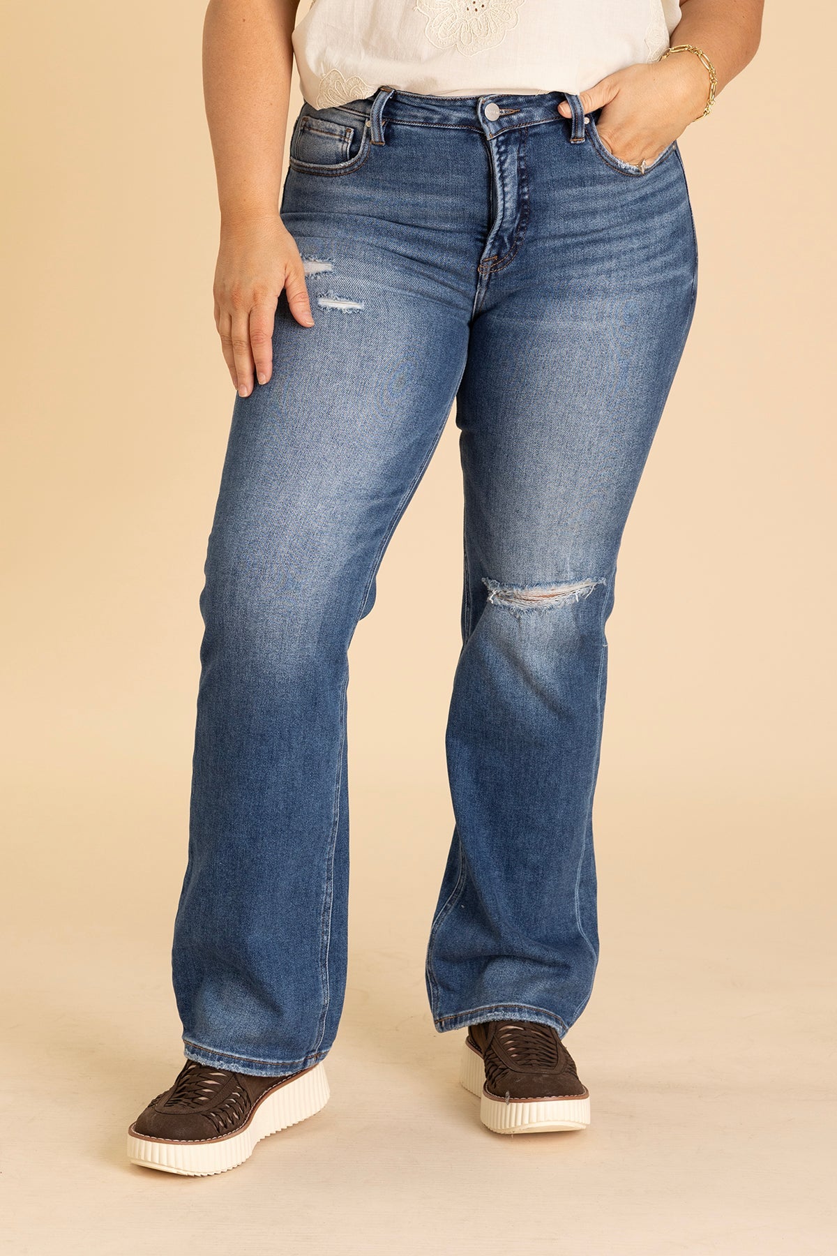 Risen High Rise Ankle Straight Jeans