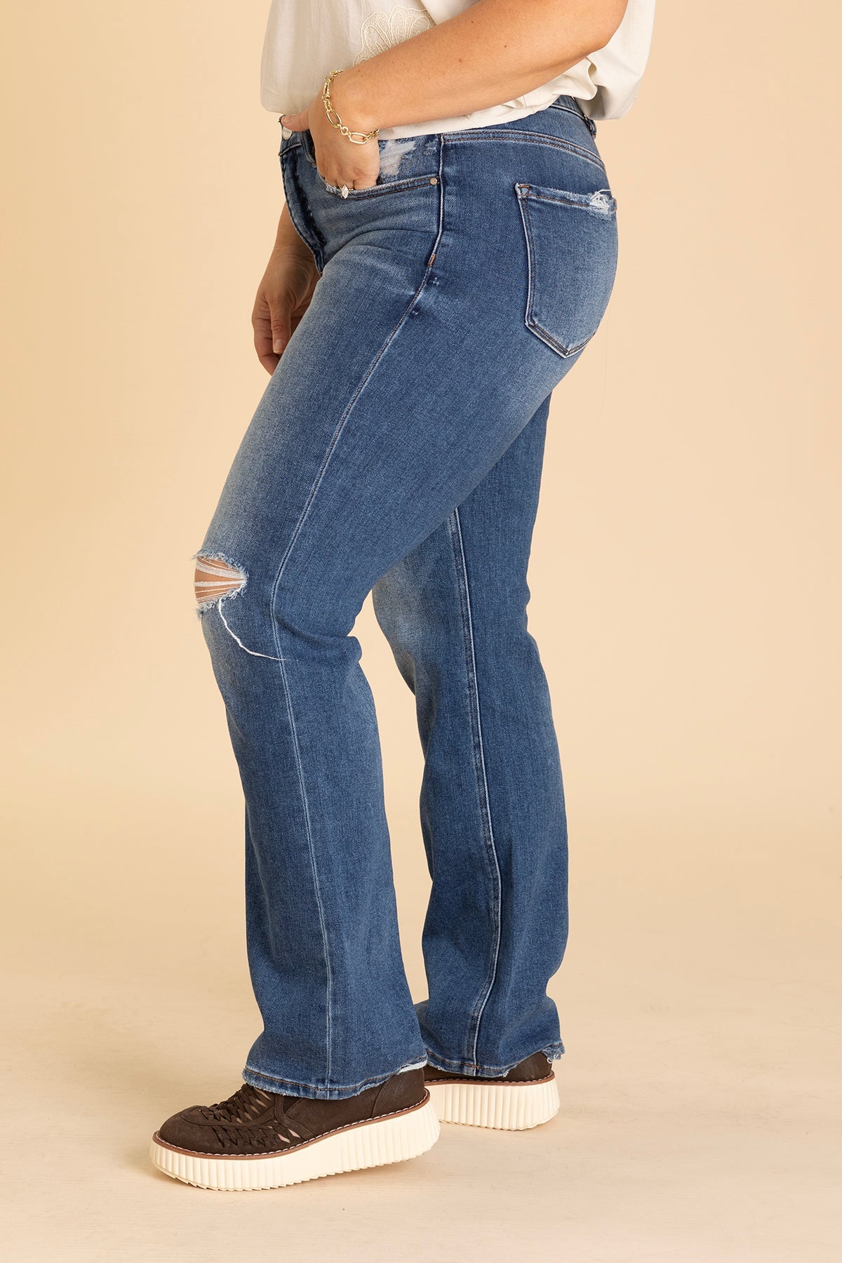 Risen High Rise Ankle Straight Jeans