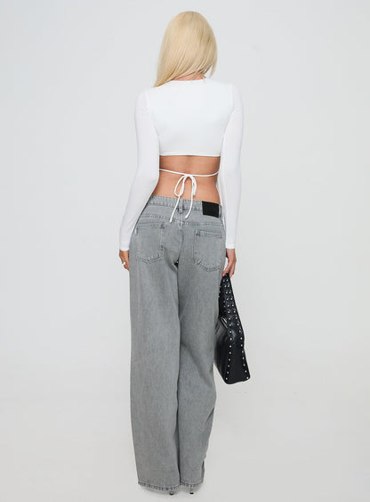 Ellanor Low Rise Slouch Denim Jeans Washed Grey Petite