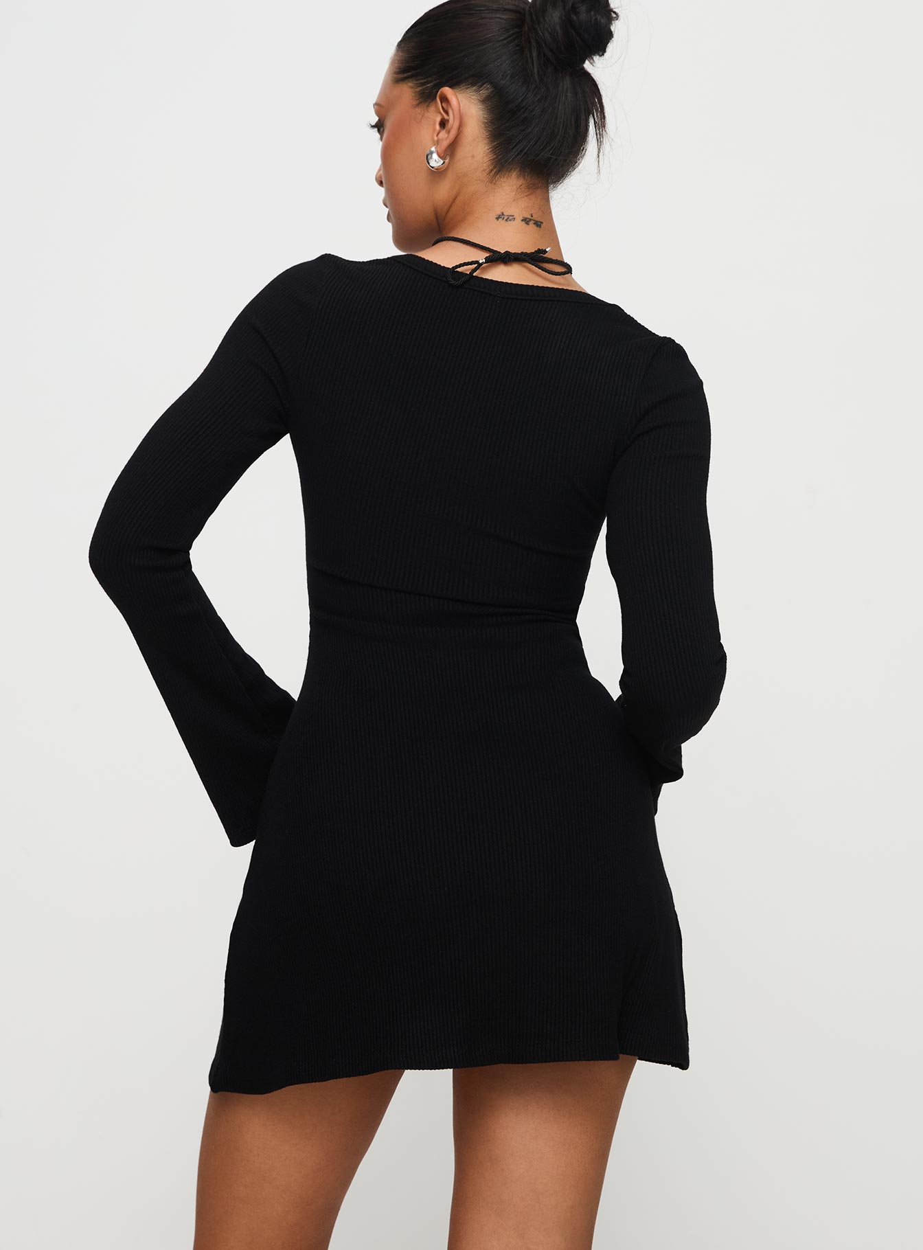 Best Interest Long Sleeve Mini Dress Black Petite