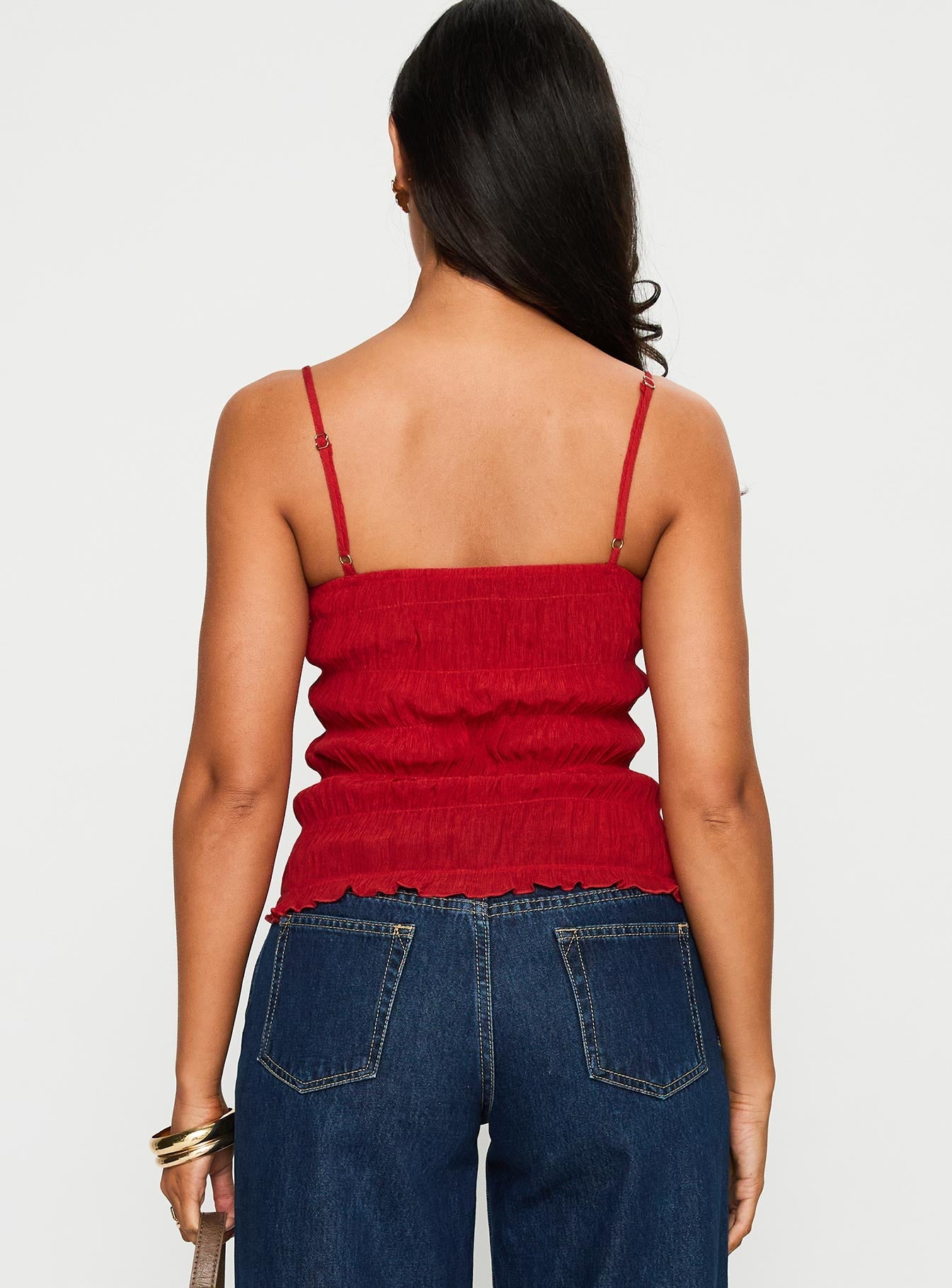 Money Maker Ruched Cami Top Red