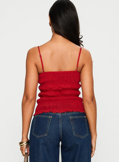 Money Maker Ruched Cami Top Red