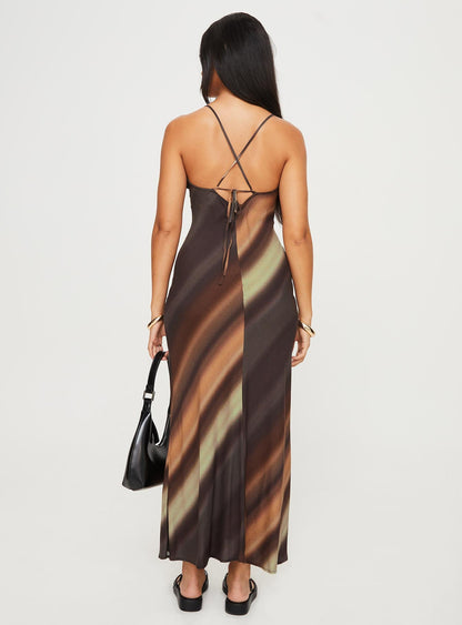 Otillie Maxi Dress Brown Multi Petite