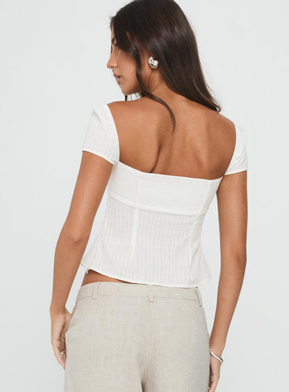 Isabetta Short Sleeve Top White