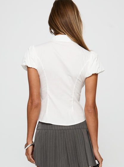 Academia Puff Sleeve Top White