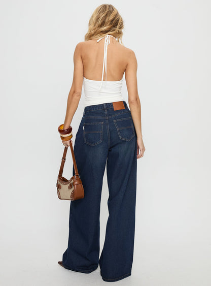 Naylor Mid Rise Wide Leg Jeans Mid Blue Denim Petite