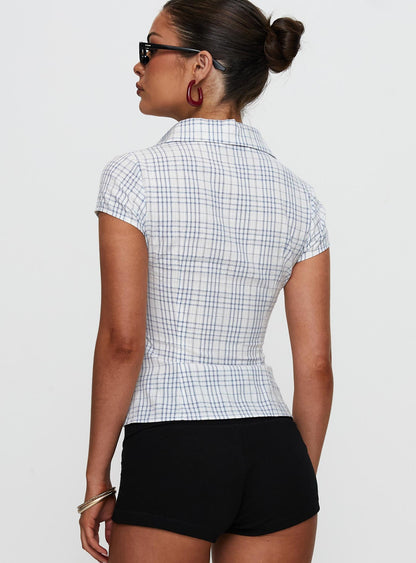 Cottesloe Blouse Top Blue Check