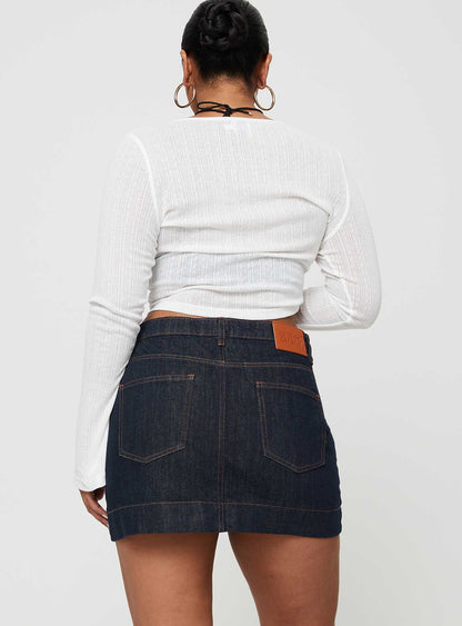 Hughes Mini Skirt Dark Wash Denim Petite