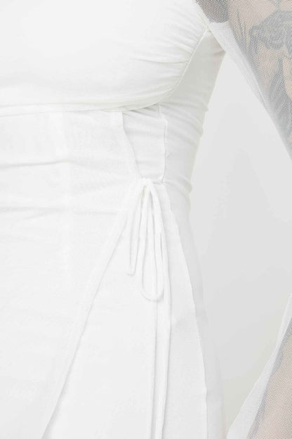 Martinez Long Sleeve Mini Dress White Petite