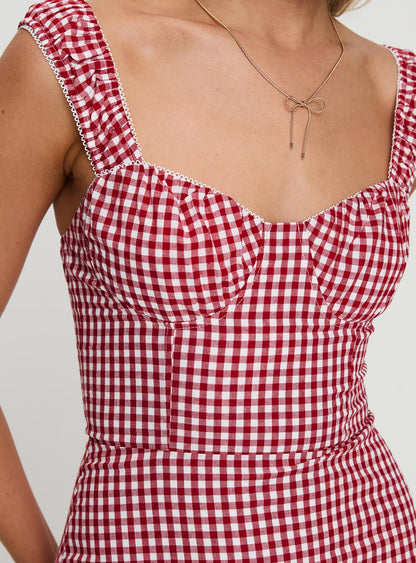 Faubert Mini Dress Red Gingham Petite