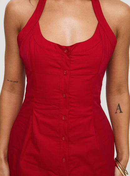 Mallorie Halter Mini Dress Red Petite