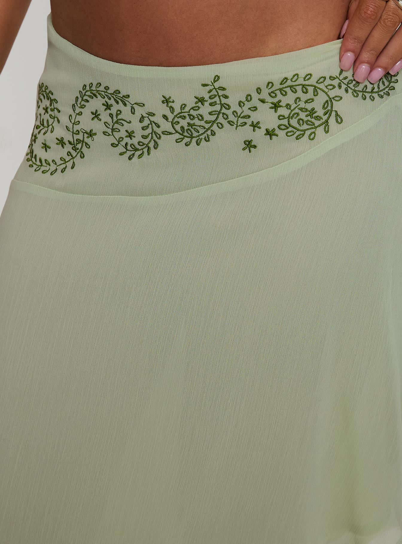 Pappilion Asymmetrical Midi Skirt Sage Petite