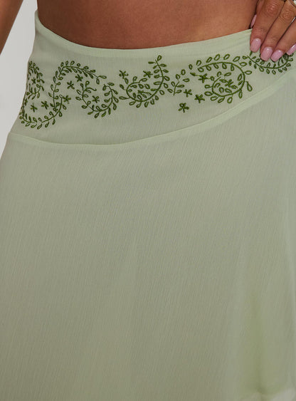 Pappilion Asymmetrical Midi Skirt Sage Petite