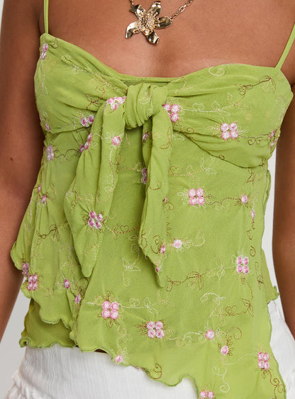 Paislie Mesh Top Sage Green