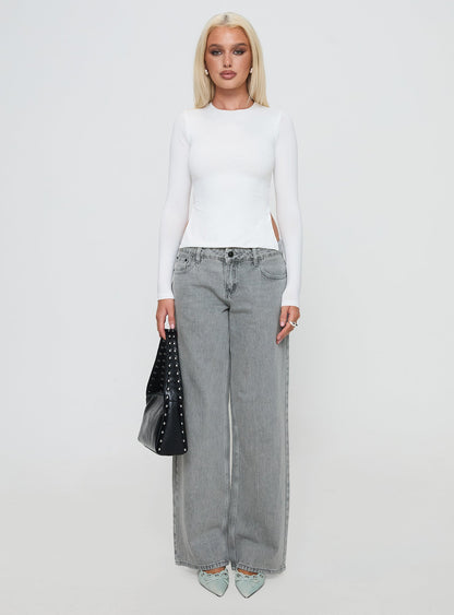 Ellanor Low Rise Slouch Denim Jeans Washed Grey Petite