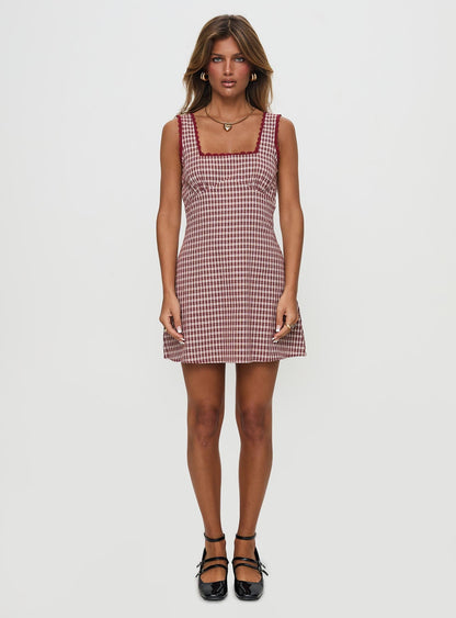 Dasha Mini Dress Red Check Petite