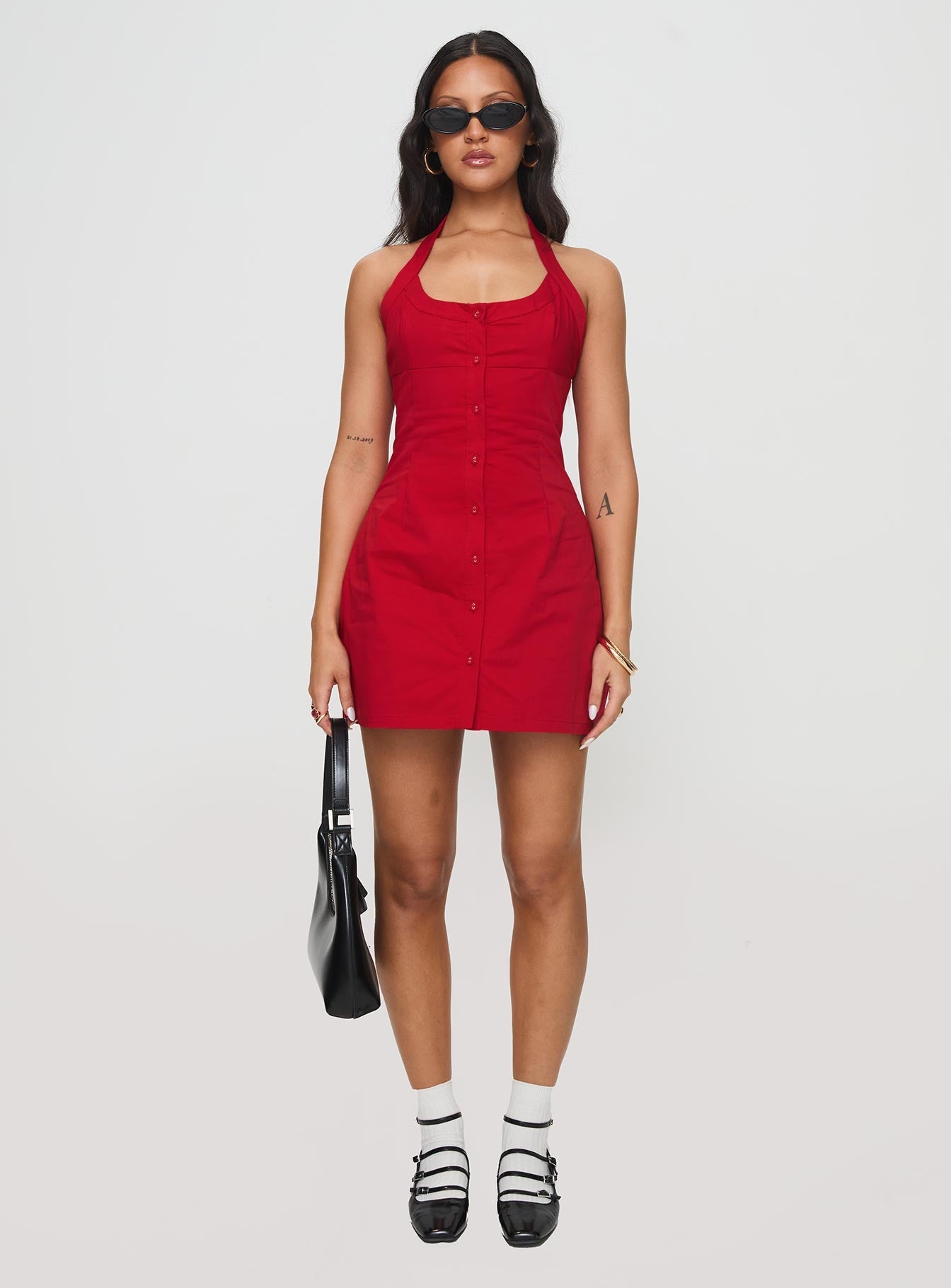 Mallorie Halter Mini Dress Red Petite