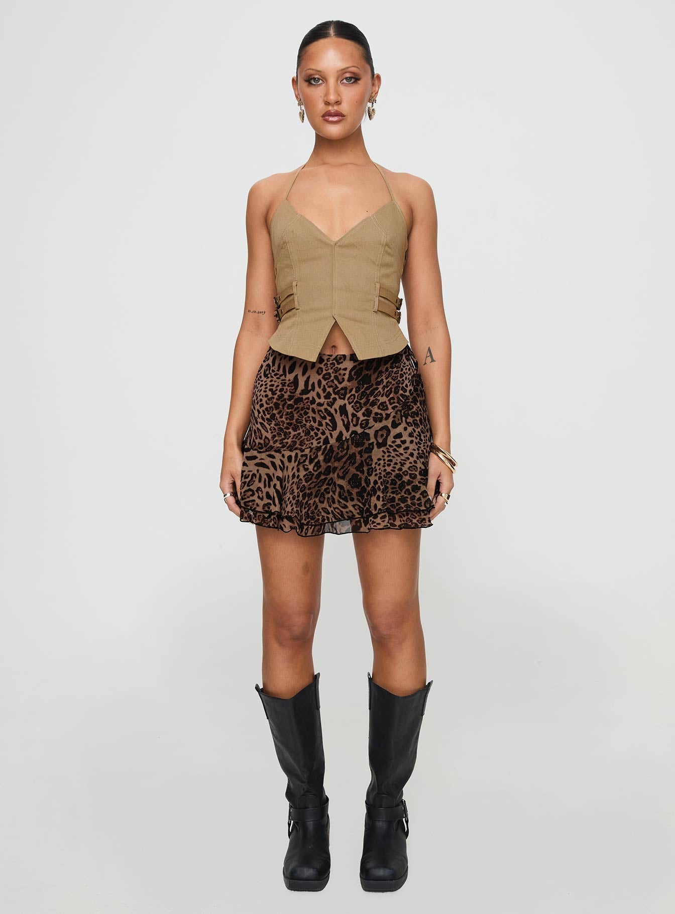 Luned Mini Skirt Leopard Petite