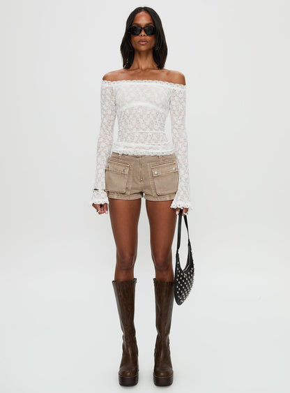 Mochapella Off The Shoulder Top White