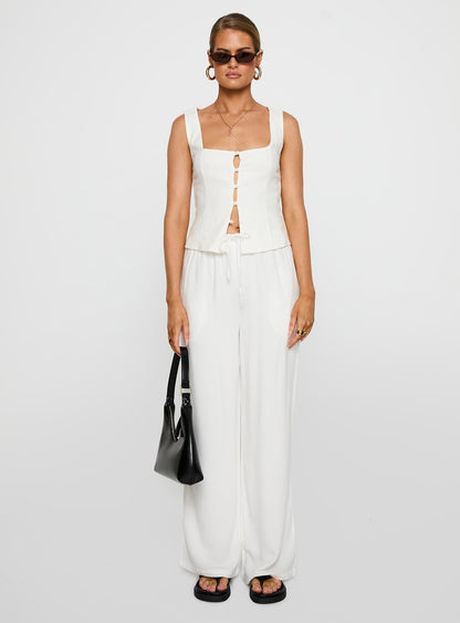 Zenda Linen Blend Top Off White