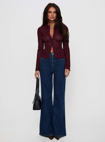 When You Sleep Long Sleeve Top Wine