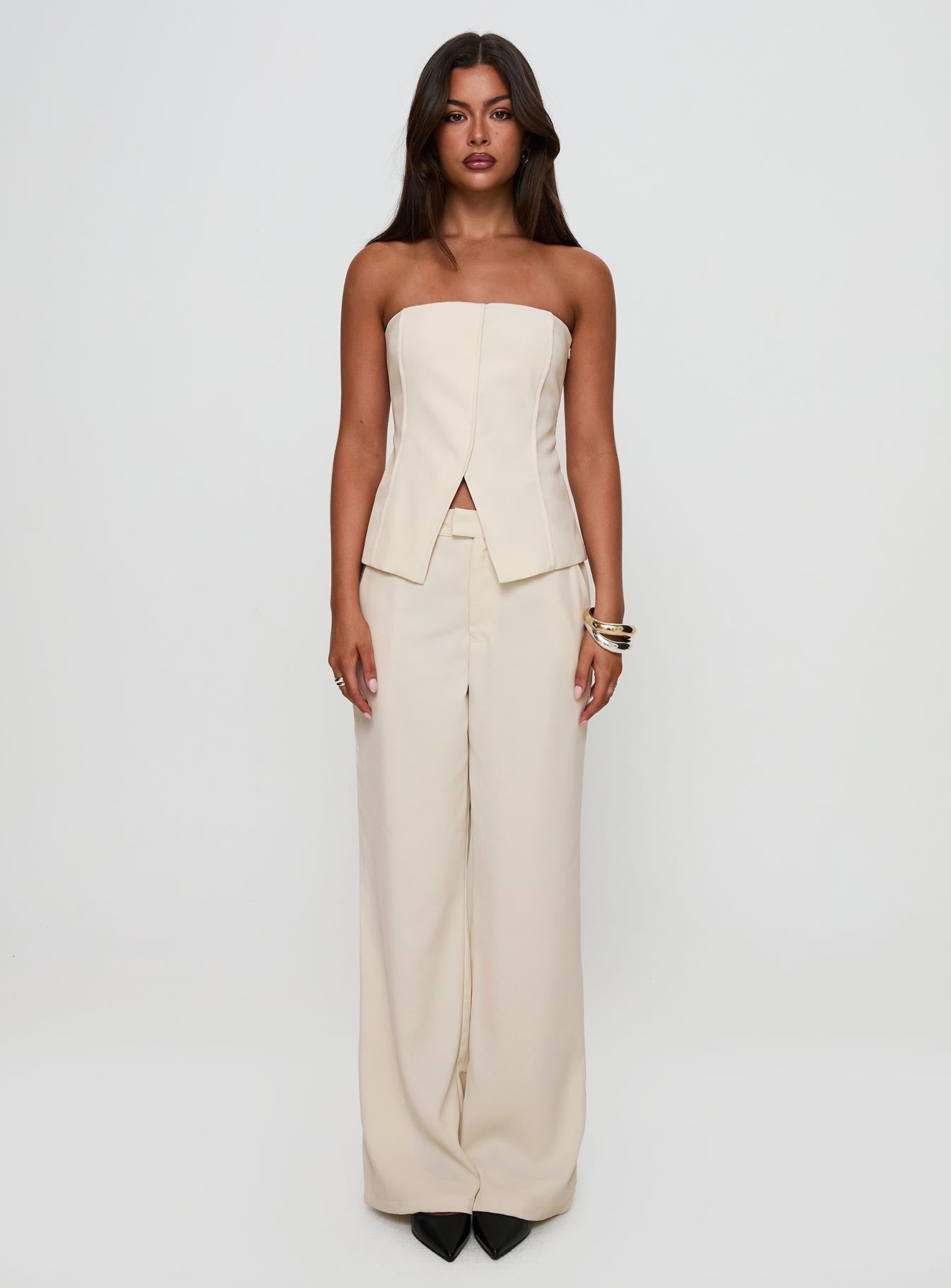 Lavish Living Strapless Top Cream Petite