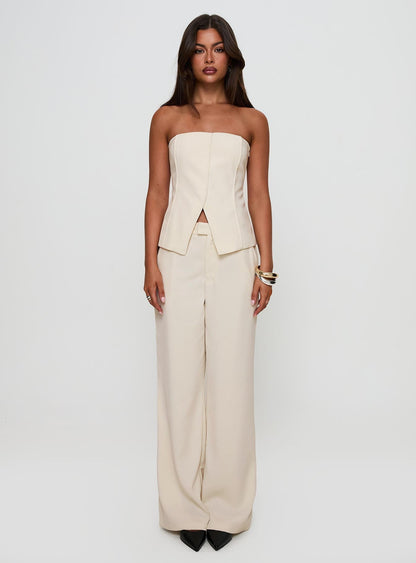 Lavish Living Strapless Top Cream Petite