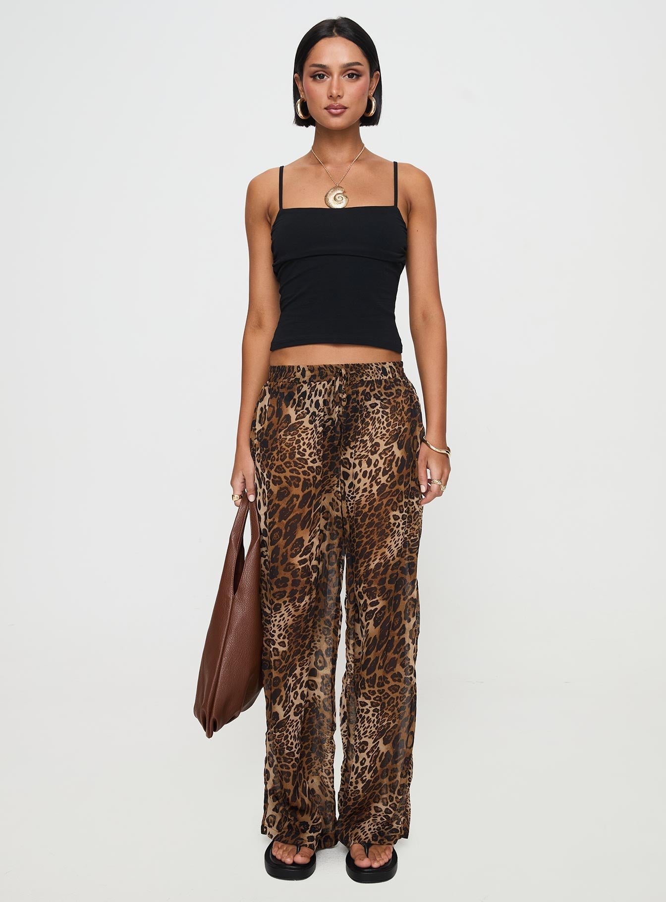 Fyre Wide Leg Pant Leopard Petite