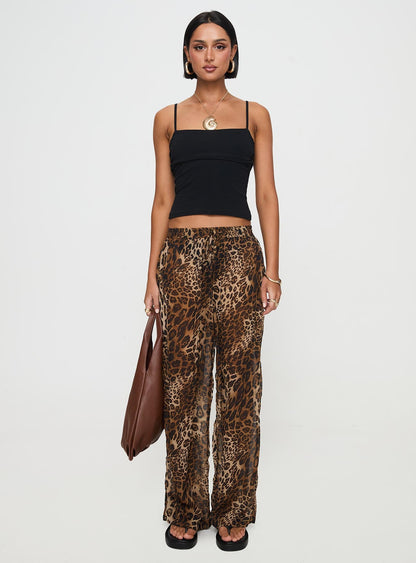 Fyre Wide Leg Pant Leopard Petite