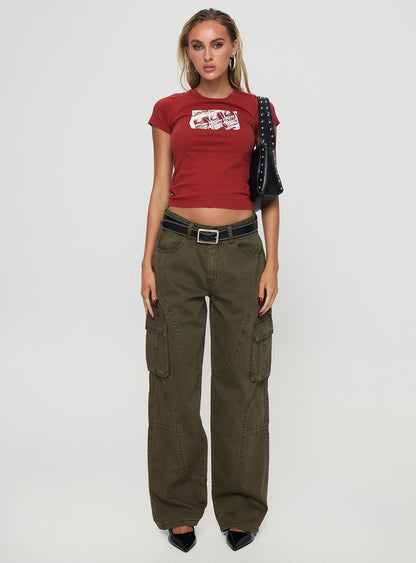 Ahstin Mid Rise Straight Leg Cargo Jeans Green Petite