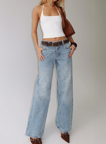 Serenitia Mid Rise Relaxed Jeans Light Wash Petite