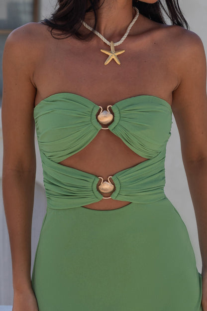 Jovi Strapless Maxi Dress Green
