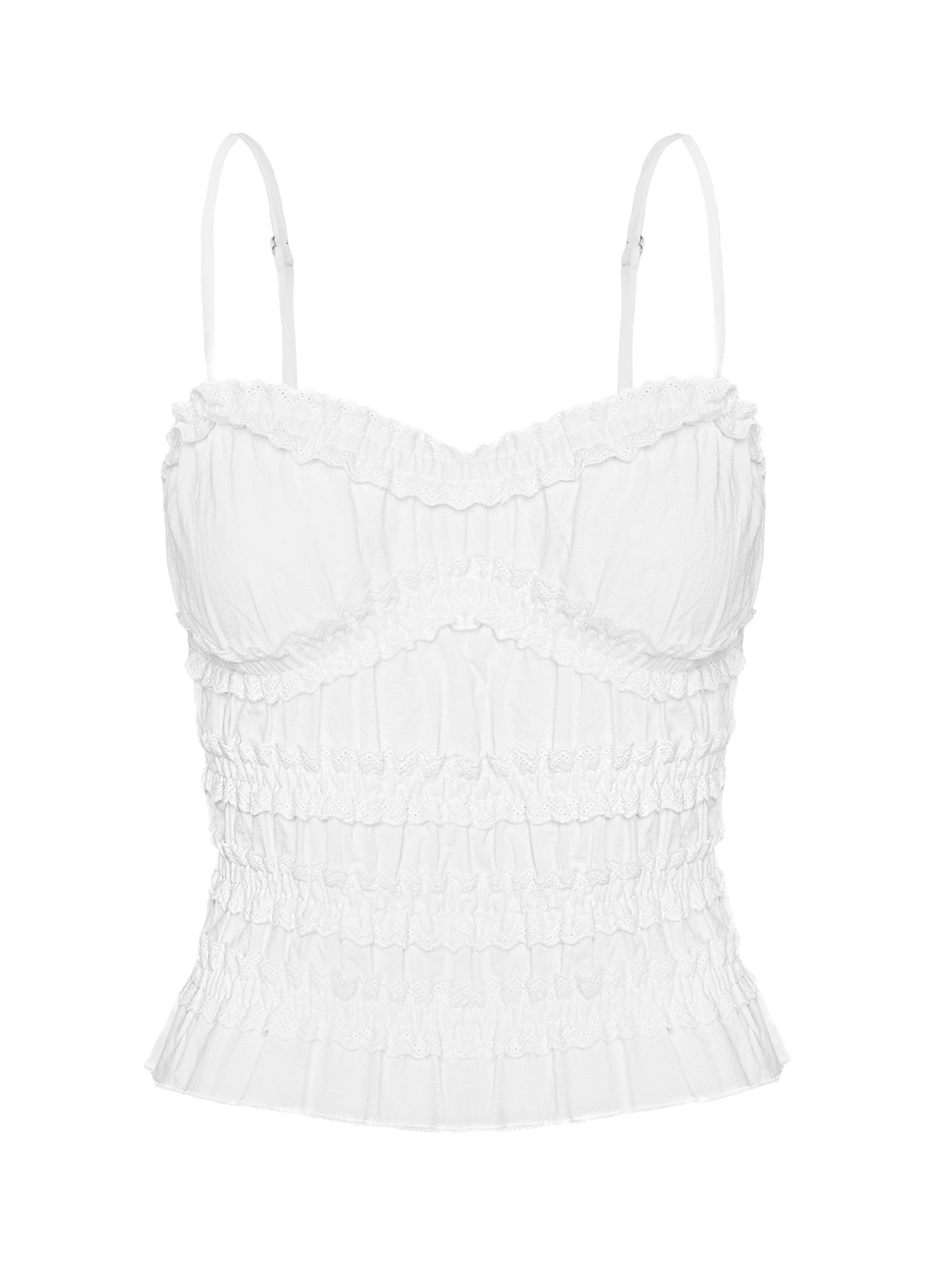 Angelie Cotton Ruched Top White