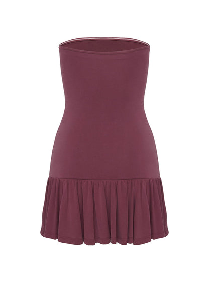Love Lingers Strapless Mini Dress Burgundy Petite