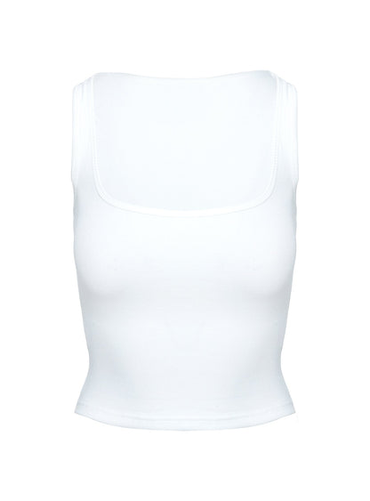 Baseline Square Neck Rib Tank Top White