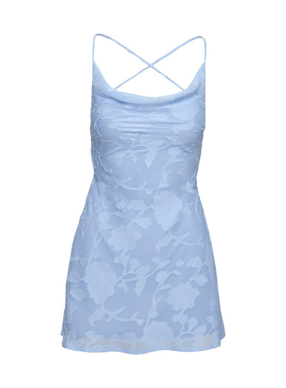 Celena Mini Dress Light Blue Burnout Petite