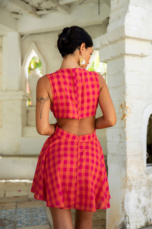 FORTUNATE ONE Sunset Picnic Mini Dress Pink