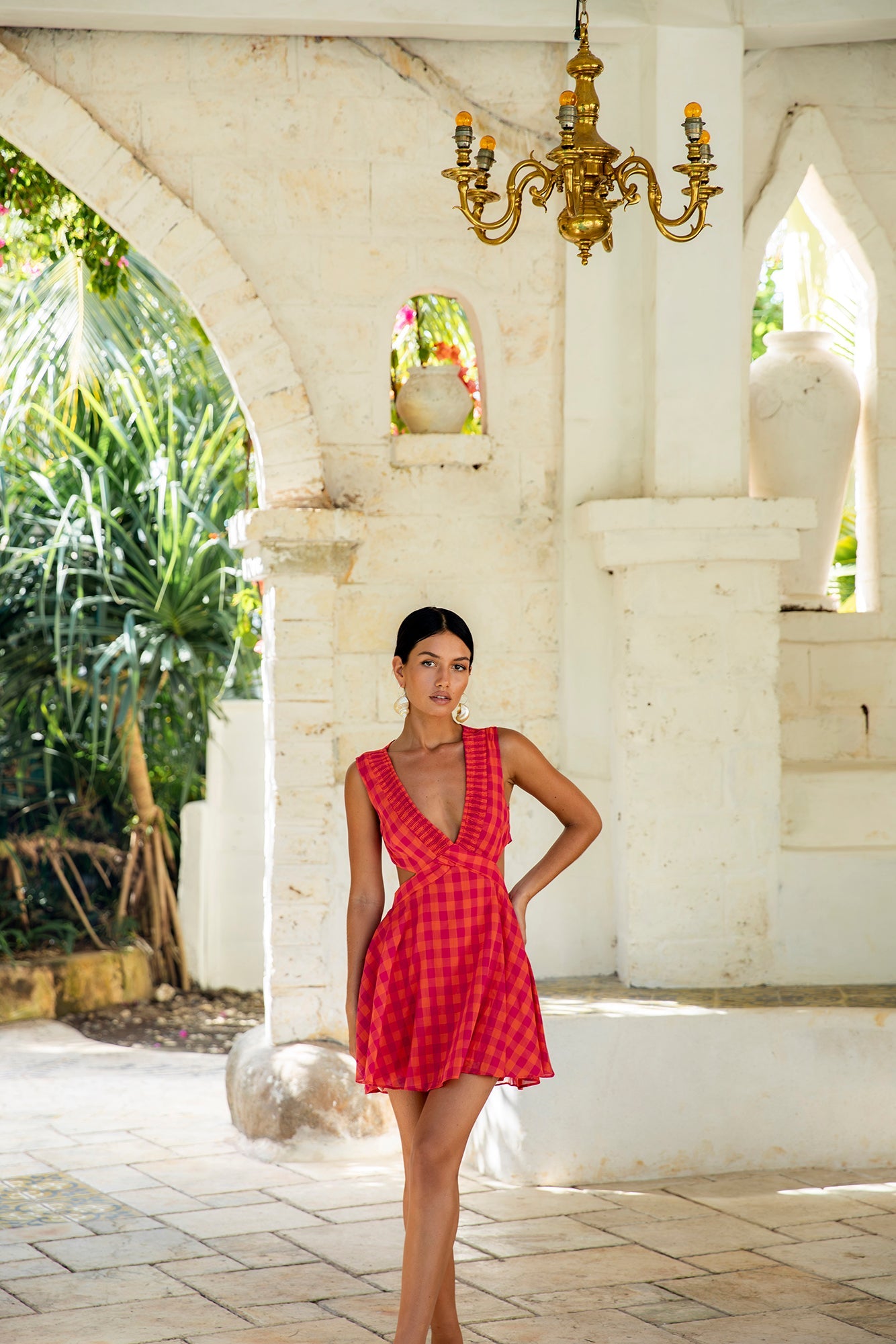 FORTUNATE ONE Sunset Picnic Mini Dress Pink