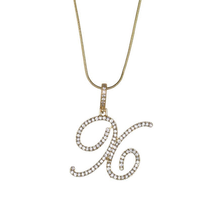 Glam Initial Necklace- Gold