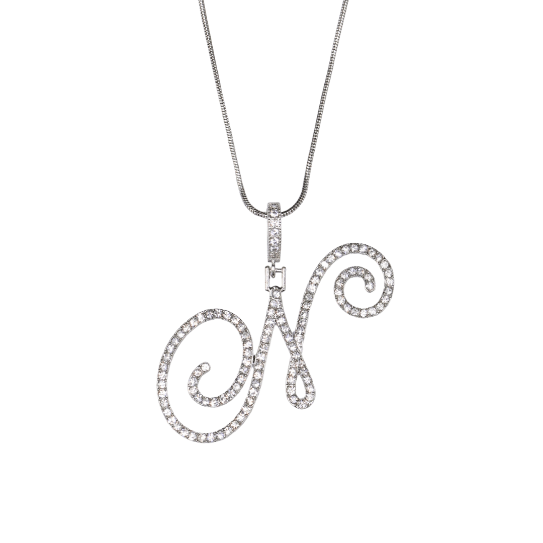 Glam Initial Necklace- Silver
