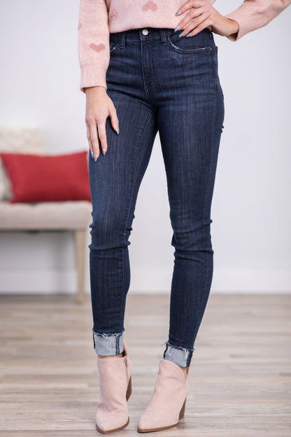 Judy Blue Dark Wash Cuffed Skinny Jeans