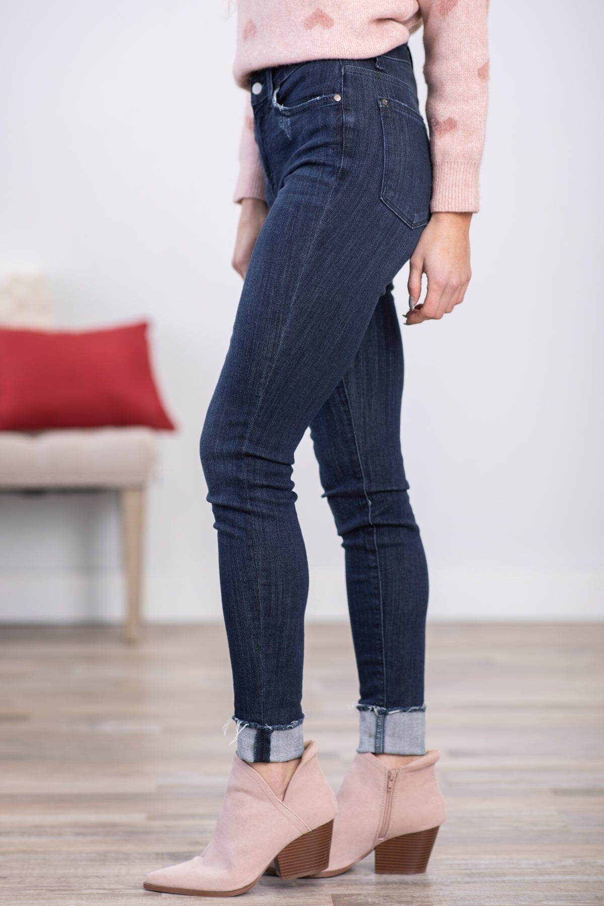 Judy Blue Dark Wash Cuffed Skinny Jeans