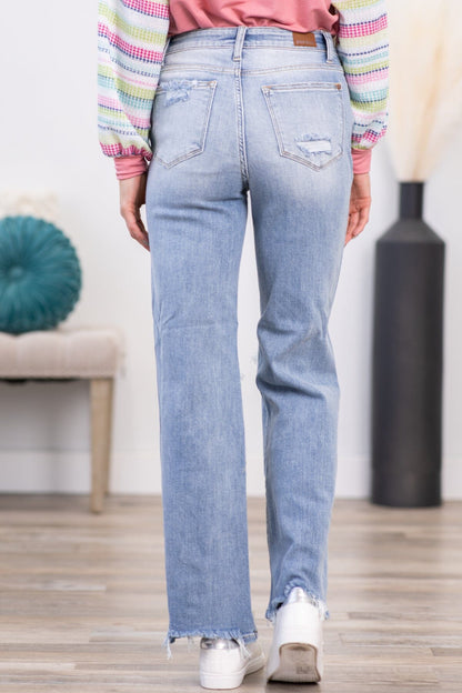 Judy Blue Distressed Knee Wide Leg Jeans