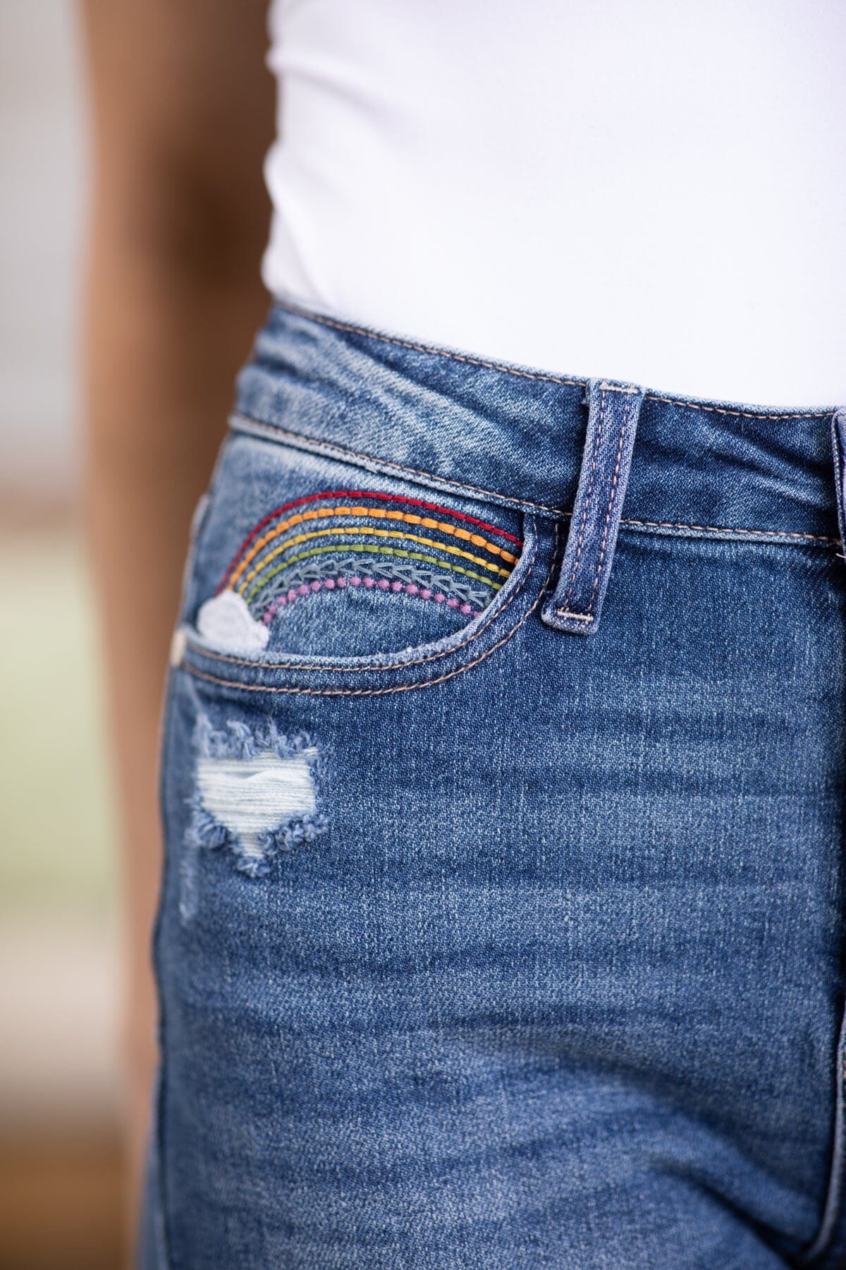 Judy Blue Rainbow Stitch Cropped Jeans